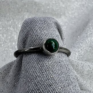 Malachite Rings - Size 7 Round - Simple Sterling Silver