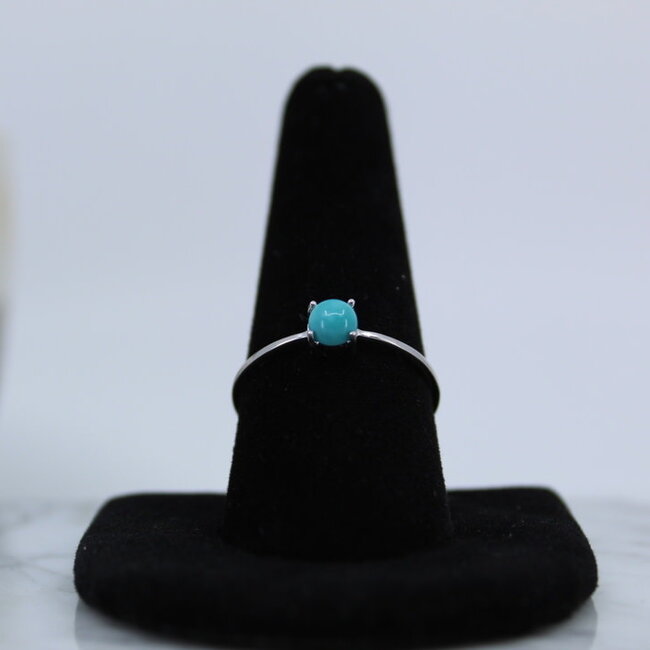Turquoise Ring-Size 6 Simple Round Sterling Silver