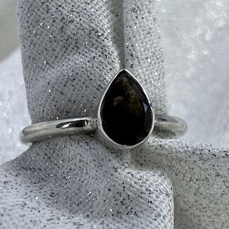 Smoky Quartz Ring-Size 5-Faceted Teardrop/Pear-Sterling SIlver