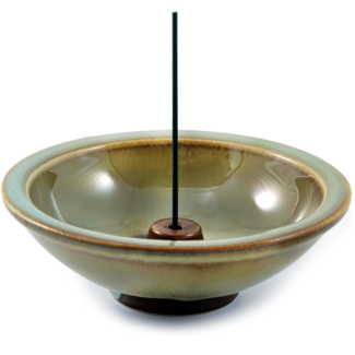 Incense Stick Burner Holder 4.5" Round Wheel Desert Sage Ceramic Cone Coil