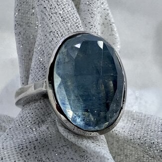 Aquamarine Rings - Size 6.5 Faceted Oval - Sterling Silver