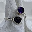 Amethyst Ring-Adjustable (Size 5-6) Rough Two Stone-Sterling Silver Raw Natural