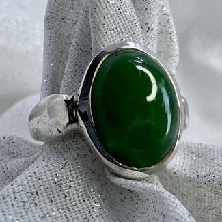 Chrysoprase Ring-Size 7 Oval Sterling Silver