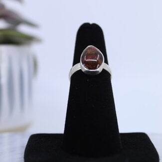 Ammolite/Ammonite Ring-Size 6 Teardrop/Pear Sterling Silver