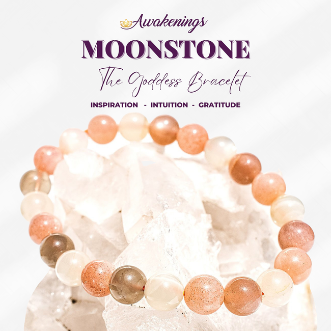 Multi Color Moonstone Bracelets - 8mm Peach Black White Cream