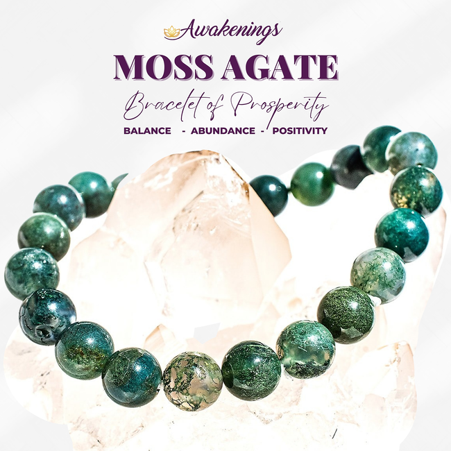 Moss Agate Bracelet- 8mm