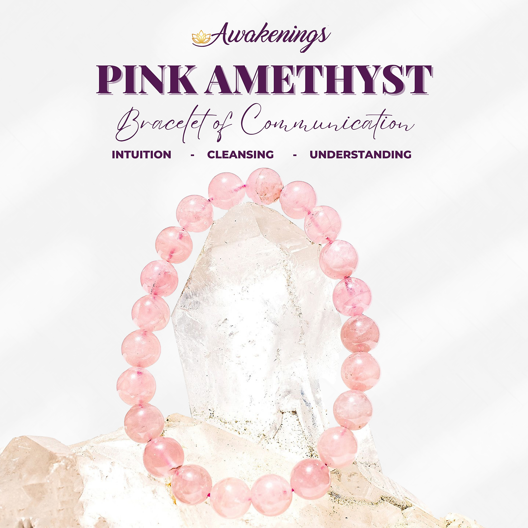 Pink Amethyst Bracelet-8mm - Awakenings