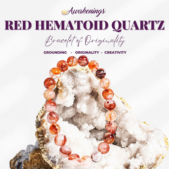 Fire Quartz/Red Hematoid Bracelet-8mm