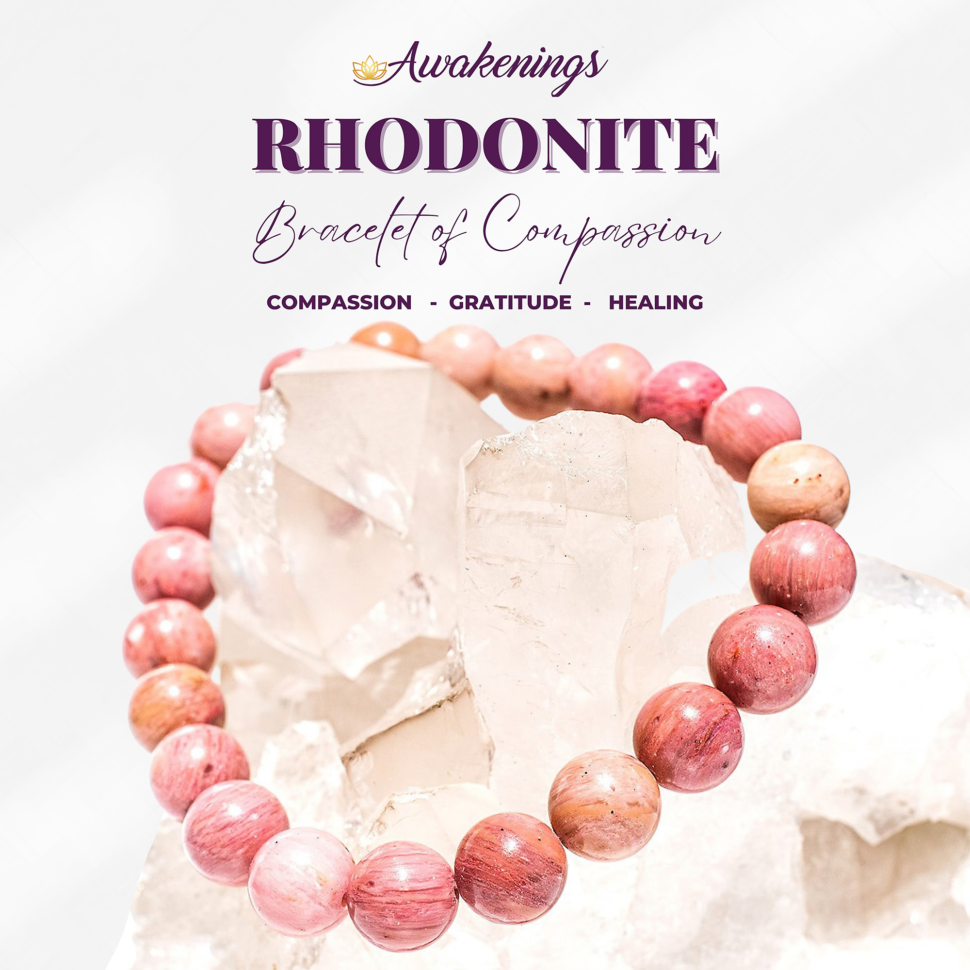 USA Rhodonite Bracelet A Grade 100% Natural Crystal Gemstone – JING WEN  CRYSTAL