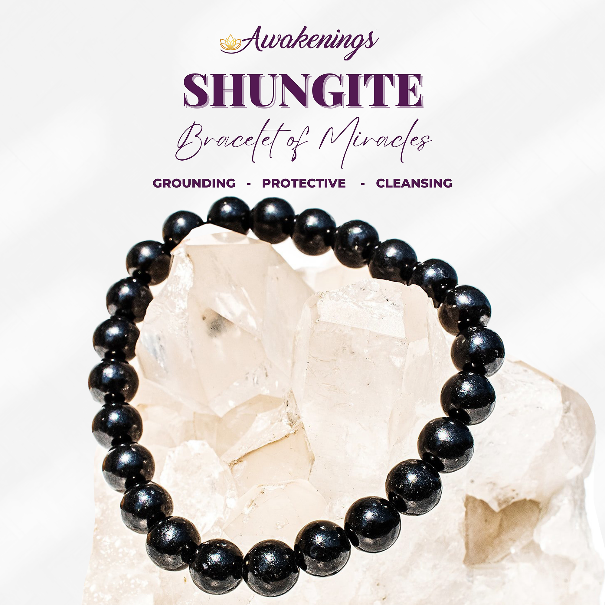 Shungite Bead & 7 Chakra Stones Bracelet 8mm, Genuine Gemstone Bracelet,  Radiation Emf Protection, Stress Relief Bracelet for Men Women 