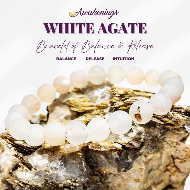 Matte White Agate Bracelet- 8mm