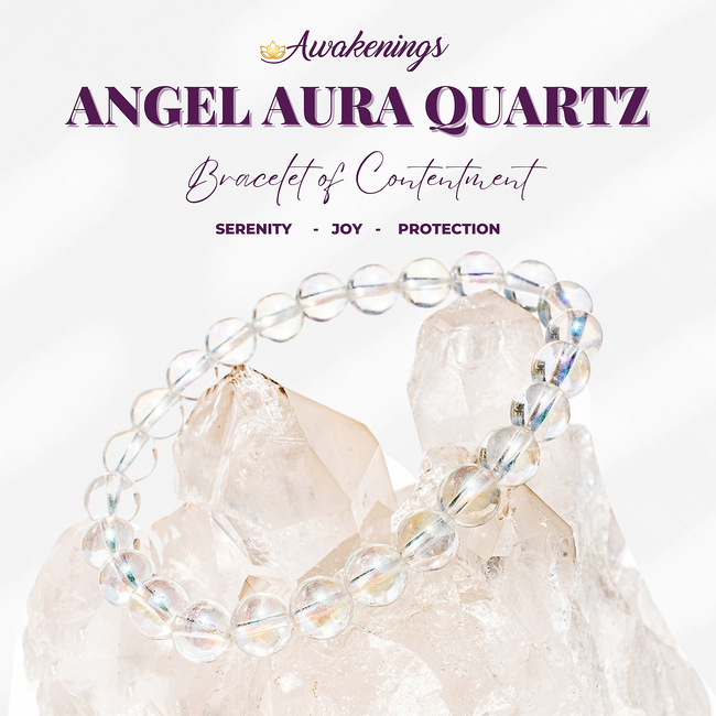 White Angel Aura Quartz Bracelet-8mm Clear