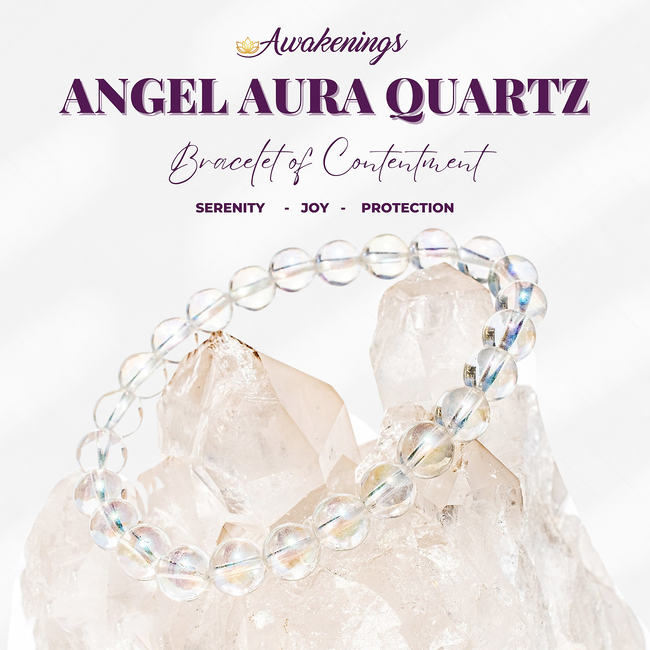 White Angel Aura Quartz Bracelets - 8mm Clear Mermaid