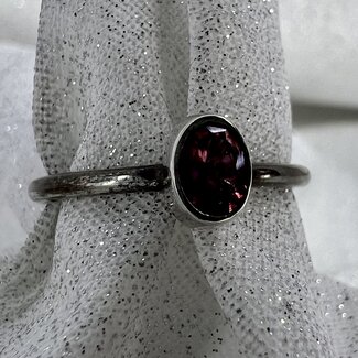 Pink Tourmaline Oval Ring-Size 6 Faceted Sterling Silver