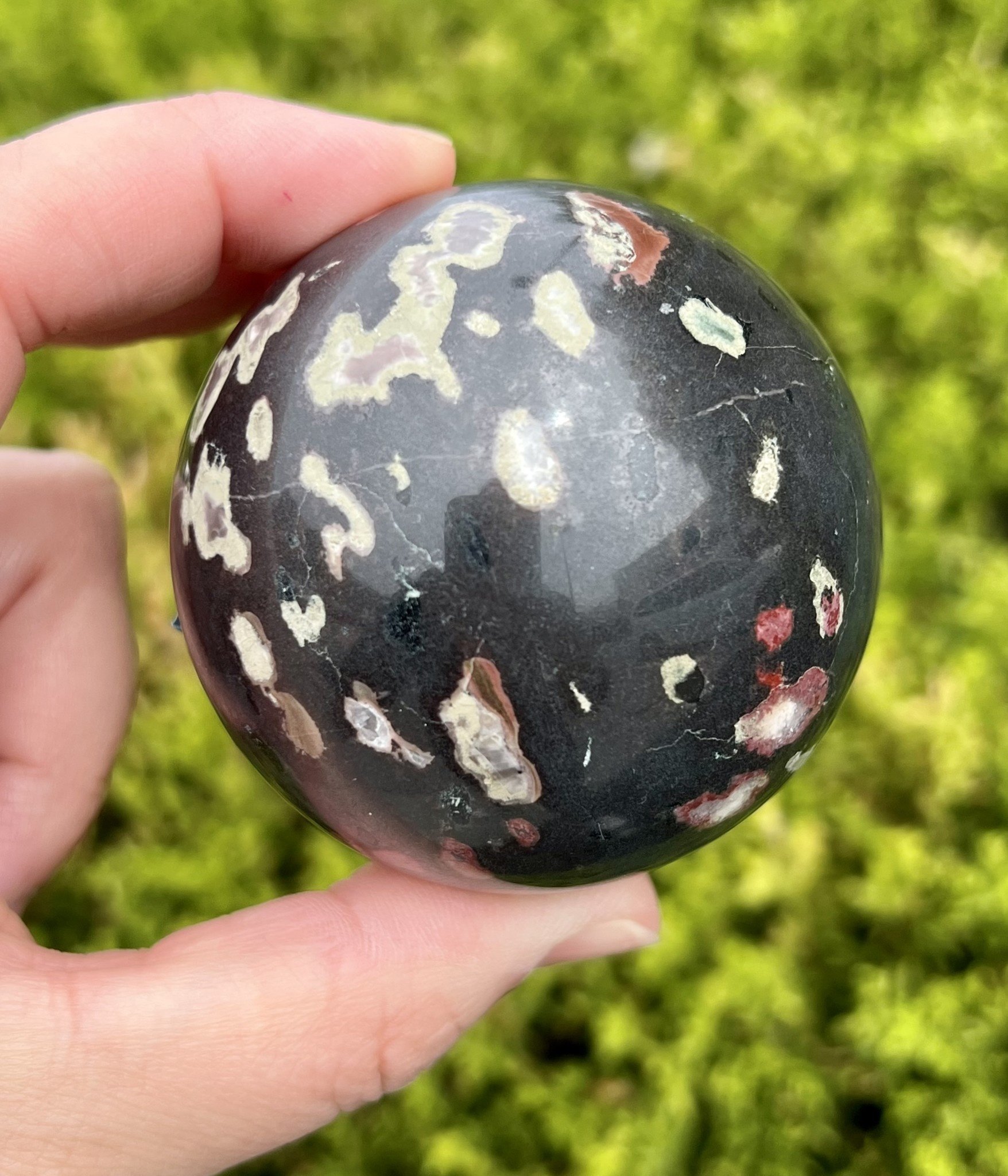 Black Plum Blossom Jade Sphere Orb-60mm