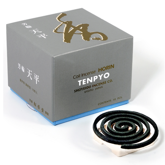 Incense Coils-Peaceful Sky (Tenpyo)-10 Japanese Coils in Box & Stand Burner Kit-Shoyeido