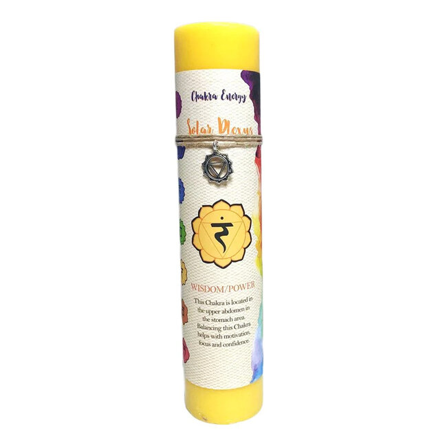 Solar Plexus Chakra Pillar Candle & Charm - 7"