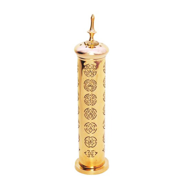 Incense Stick Burner - 7 Chakra Brass Tower 13"