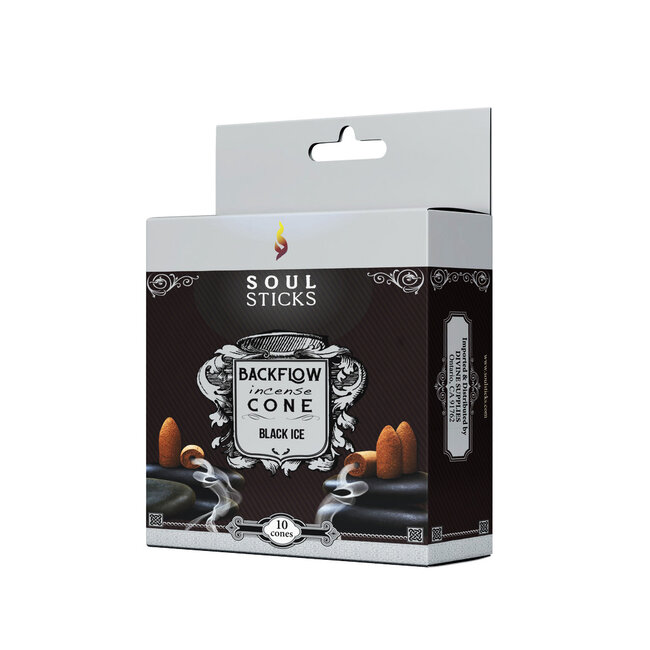 Black Ice Backflow Reverse Flow Incense Cones - 10 Cones in Box - Good Earth Soul Sticks