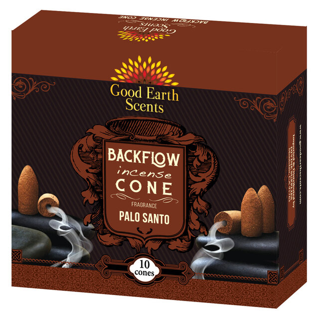 Palo Santo Backflow Reverse Flow Incense Cones -  10 Cones in Box - Good Earth Soul Sticks