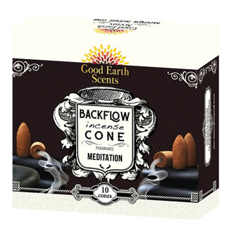 Meditation Backflow Reverse Flow Incense Cones - 10 Cones in Box - Good Earth, Soul Sticks