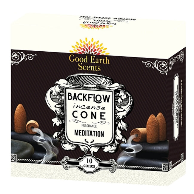 Meditation Backflow Reverse Flow Incense Cones - 10 Cones/Box - Good Earth/Soul Sticks