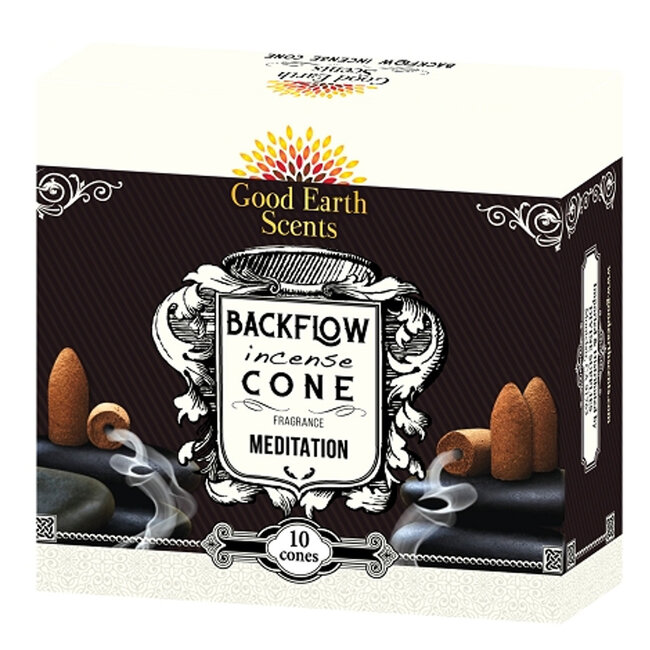 Meditation Backflow Reverse Flow Incense Cones - 10 Cones in Box - Good Earth, Soul Sticks