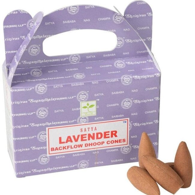 Lavender Backflow Reverse Flow Incense Cones - 24 Cones in Box - Satya