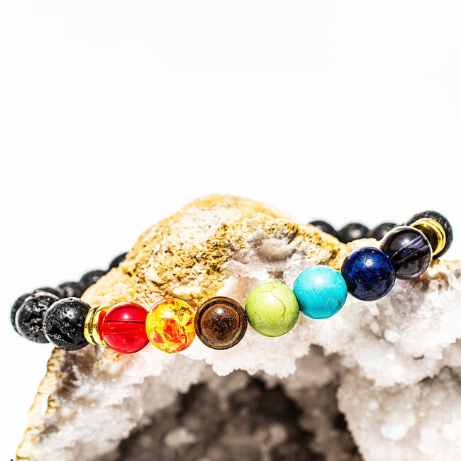 Chakra Oil Diffuser with Lava Bracelets - 8mm