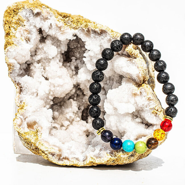 Chakra Oil Diffuser with Lava Bracelets - 8mm