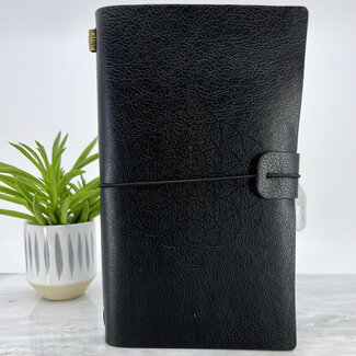 Seed of Life Chakra Journal Notebook - Black with Crystal Charm