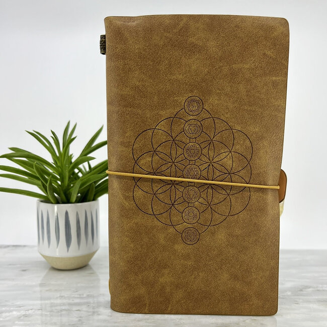 Seed of Life Chakra Journal Notebook - Brown Tan