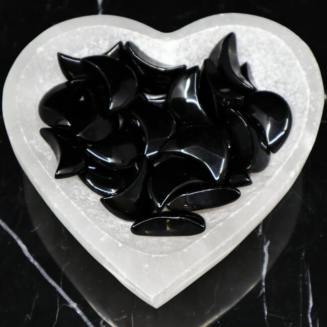 Black Obsidian Crescent Moon - Medium