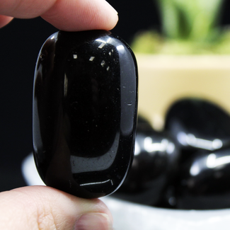 Black Obsidian Palm Pillow Pocket Stones