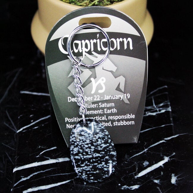 Capricorn - Snowflake Obsidian Zodiac Keychains - Astrology Sign