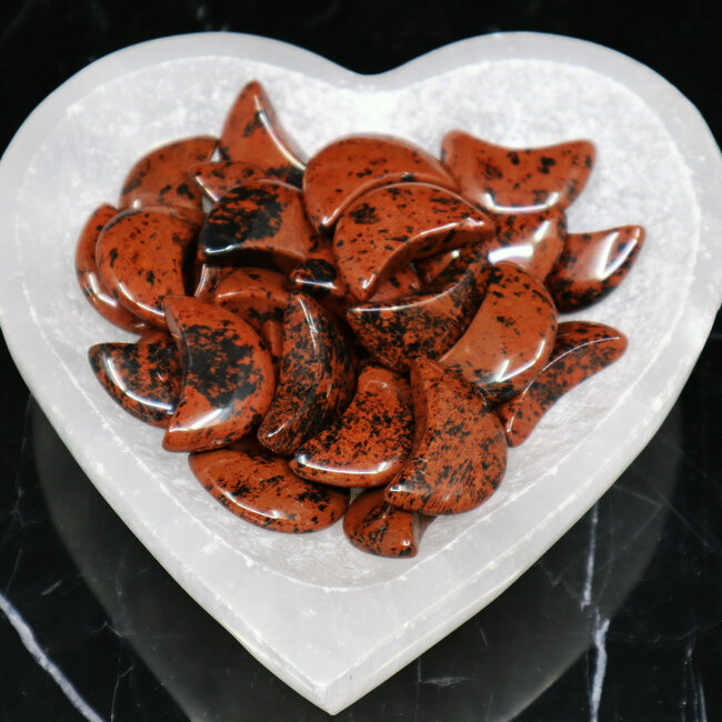 Mahogany Obsidian Crescent Moons - Medium