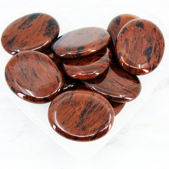 Mahogany Obsidian Worry (Thumb Fidget Relaxation Pocket) Stones - Large Oval
