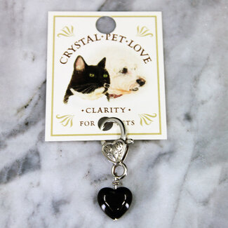 Pet Pendant (Heart) Charm-Black Obsidian (Clarity) Dog Cat Animal Collar