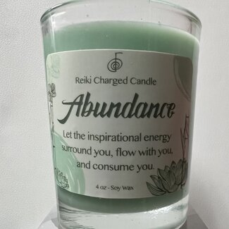 Abundance Votive Candle - Reiki Infused Charged - Light Sea Green 4oz Soy