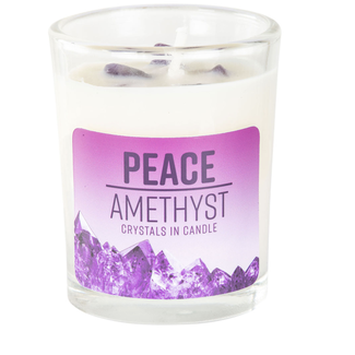 Peace Amethyst Votive Candle - Spearmint & Patchouli Essenital Oil 4 oz Soy Lead Free Wick