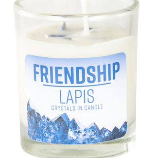Friendship Lapis Lazuli Votive Candle - Geranium & Ylang Ylang Essenital Oil 4 oz Soy Lead Free Wick