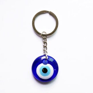 Evil Eye Keychains - Blue Round 3"