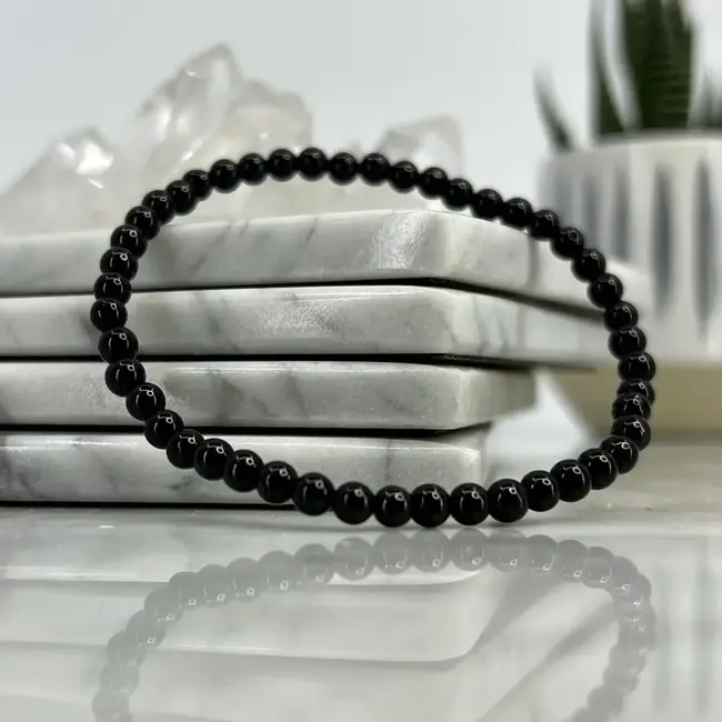 Black Agate Bracelet-4mm