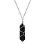 Blue Sandstone Goldstone Necklace - Wire-Wrapped Point (Silver Plated) - 16-18" Adjustable