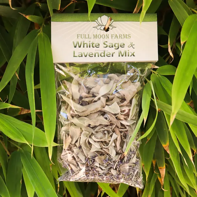 White Sage & Lavender Loose Smudge Mix- 1oz -Full Moon Farms