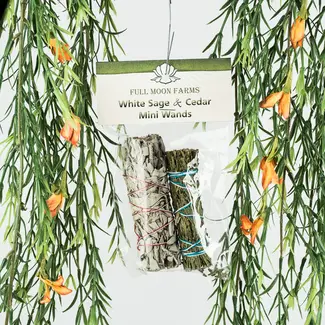 White Sage & Cedar Mini Smudge Stick- 2 Pack -Full Moon Farms
