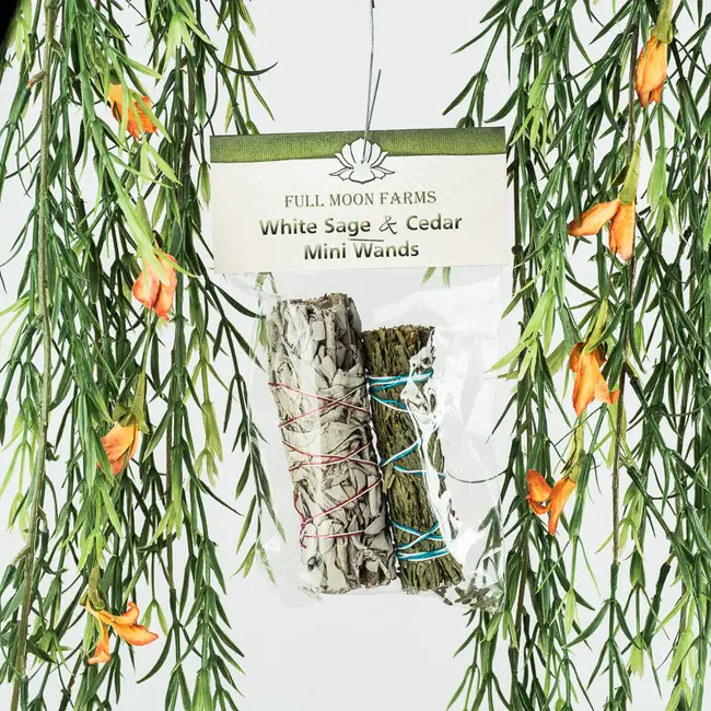 White Sage & Cedar Mini Smudge Stick- 2 Pack -Full Moon Farms