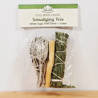 Smudge Trio - White Sage, Palo Santo & Cedar Stick - Full Moon Farms