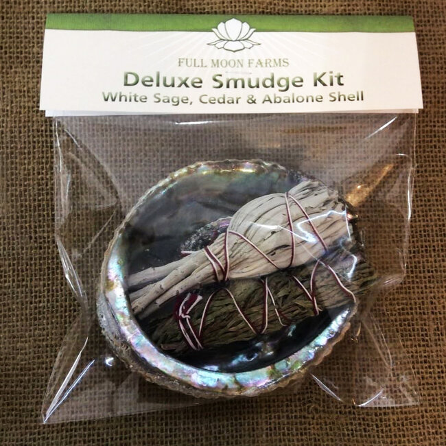 Deluxe Smudge Sage Kit 1 (Sage, Cedar & Shell) -Full Moon Farms