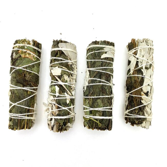 White Sage & Peppermint Bundle Smudge Stick - 4"
